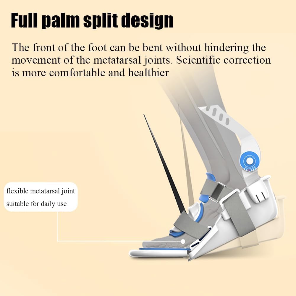 Adjustable Foot Drop Brace, Ankle Rehabilitation Training Device, Full Palm Split Design, 75° Angle Adjustable for Foot Inversion, Foot Valgus, Ankle Stiff(