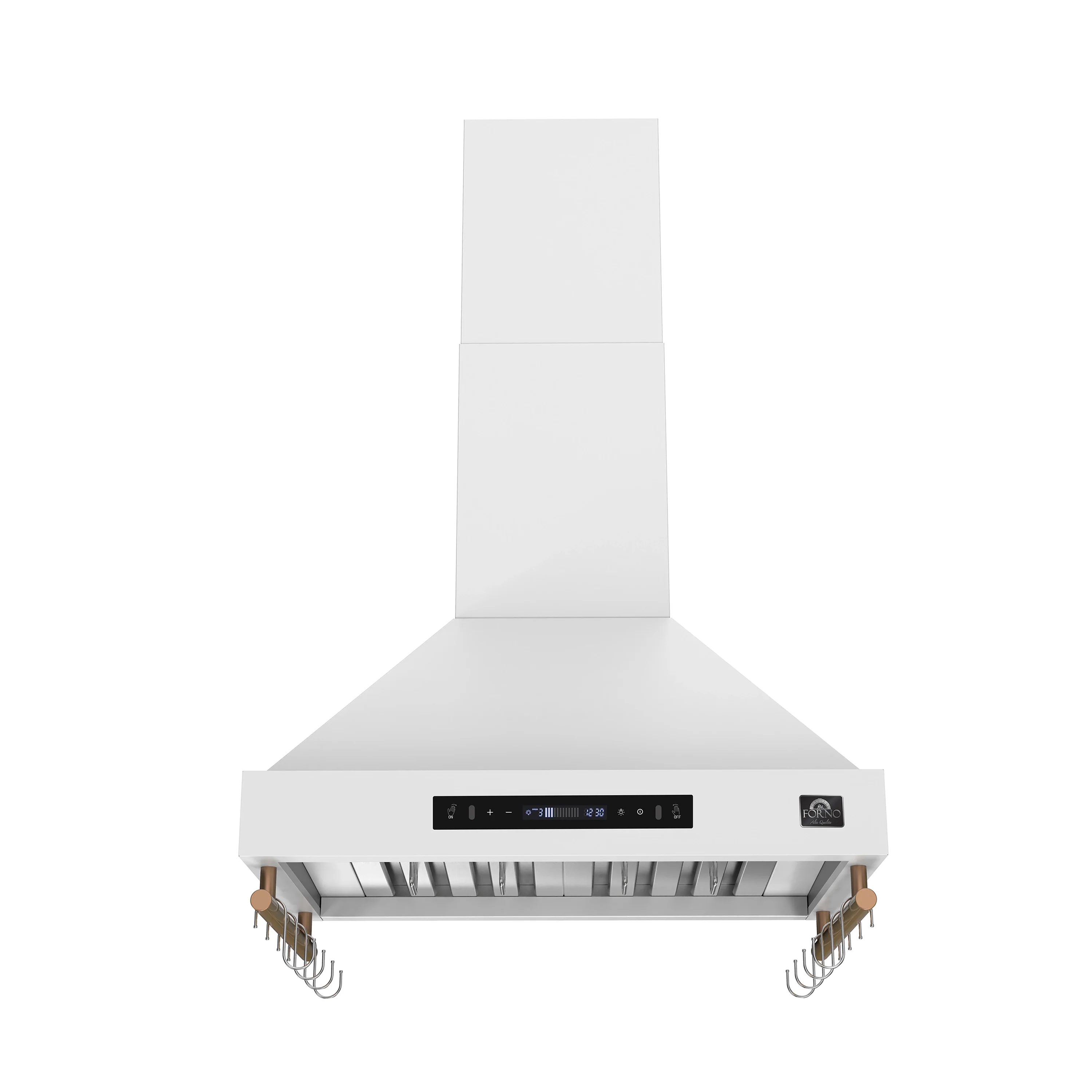Forno Venezia 30-Inch Wall-Mounted Range Hood in White with Antique Brass Trim (FRHWM5503-30WHT)