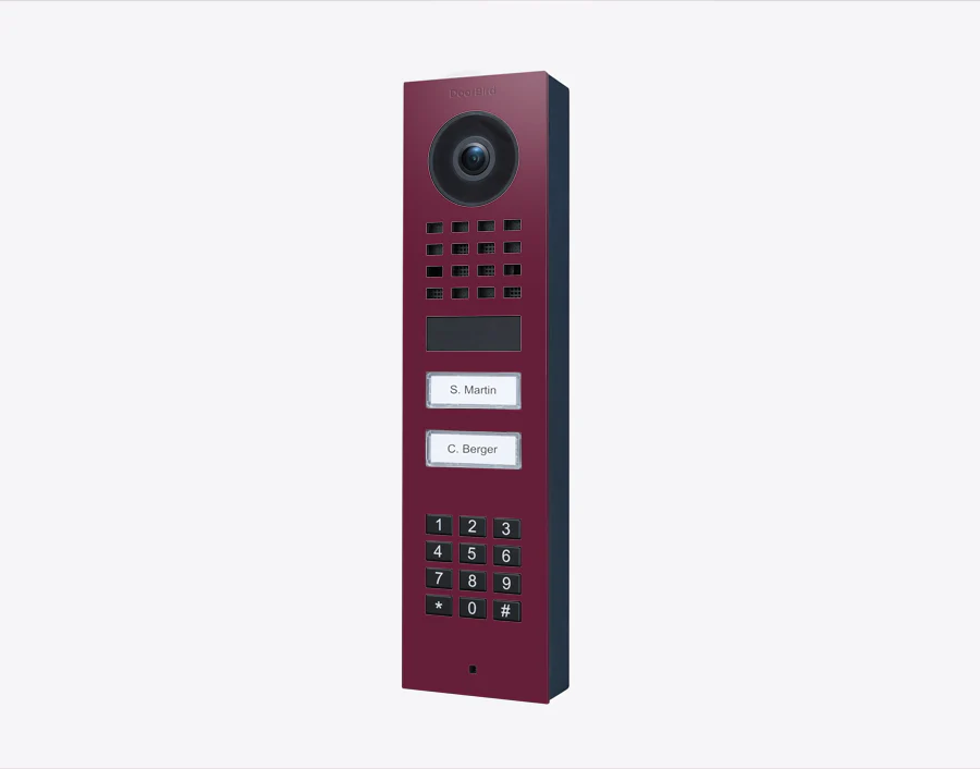 DoorBird D1102KV Surface Mount IP Video Door Station, 2 Call Button in Claret Violet, RAL 4004