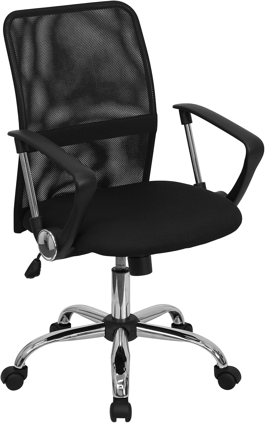 Flash Furniture Jenkins Mid-Back Black Mesh Swivel Task Office Chair with Lumbar Support Band and Arms