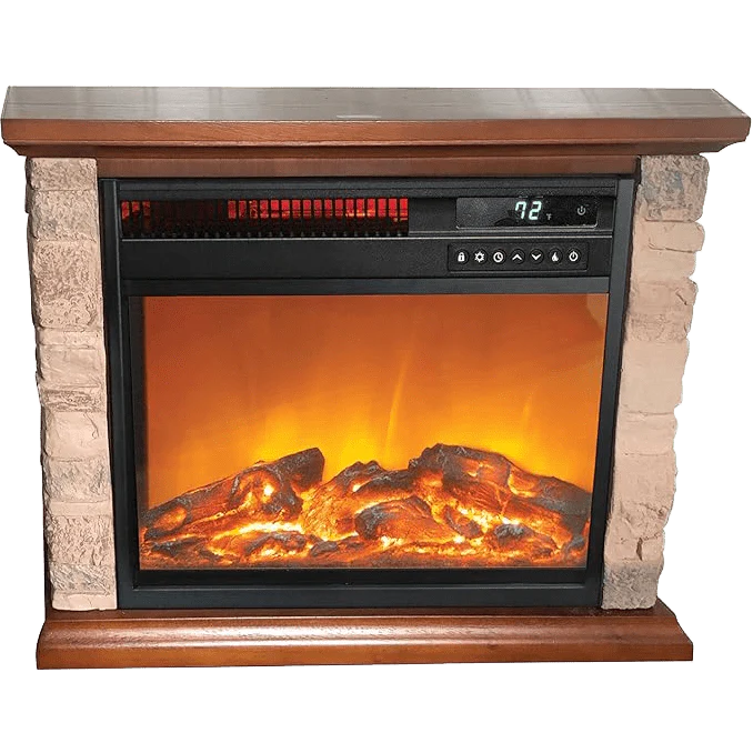 Lifesmart 3 Element Infrared Electric Fireplace with Faux Stone