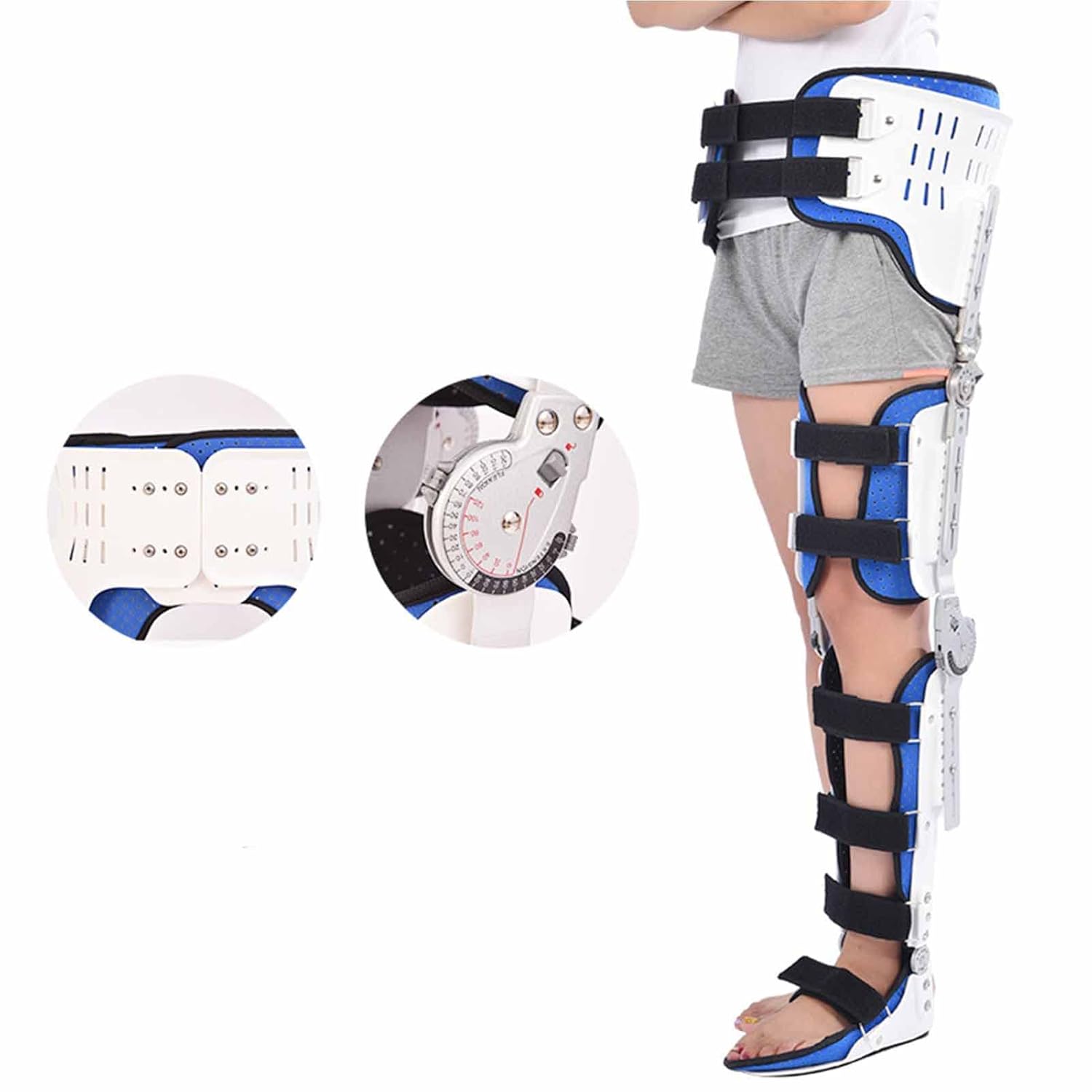 Hinged Hip Post-Op Ankle Foot Knee Brace Hinged Hip Stabiliser Corrector Support Brace Adjustable Thigh Knee Ankle Foot Orthosis (Left-Medium