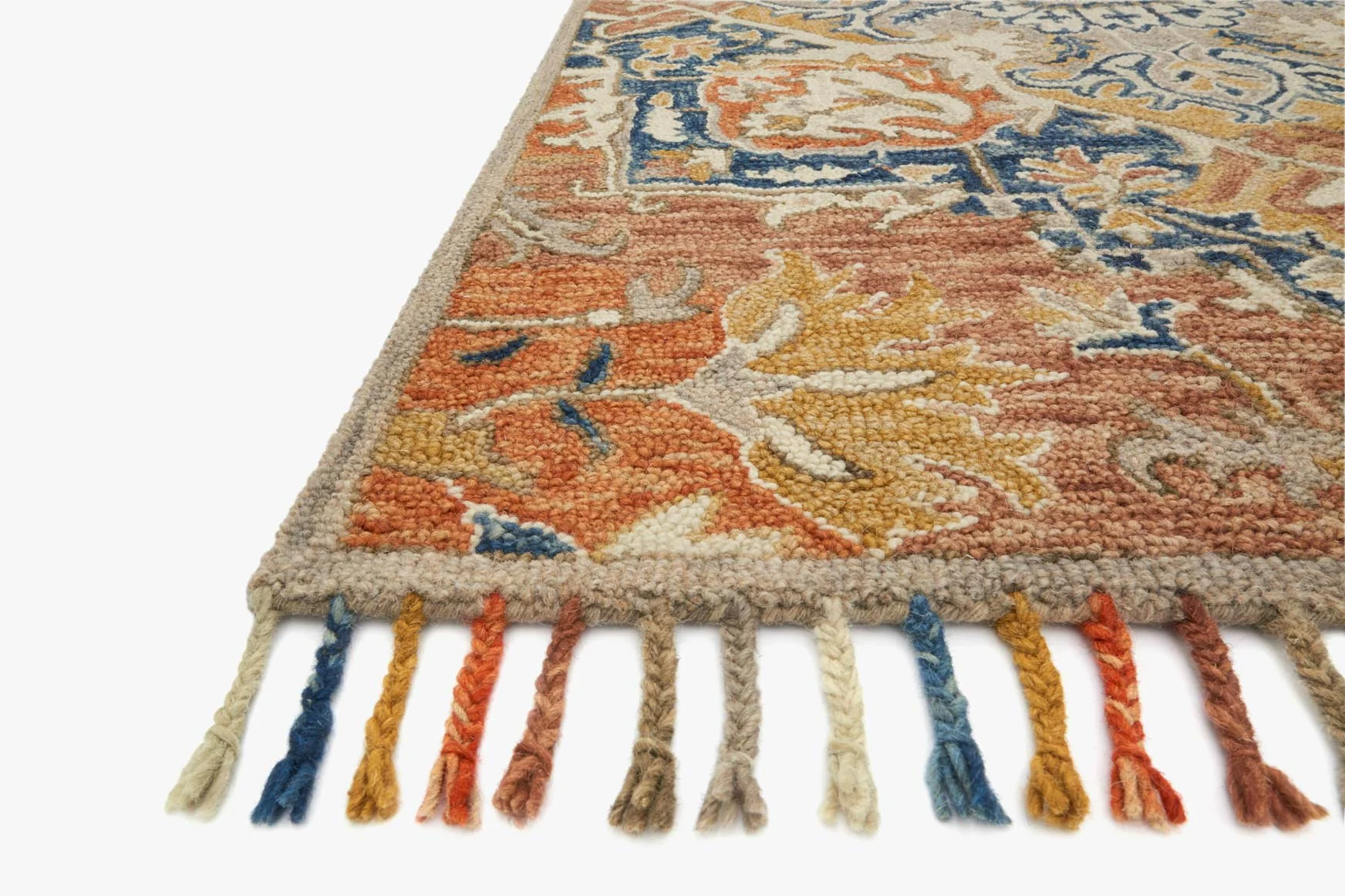Loloi Zharah Collection - Transitional Hooked Rug in Rust & Blue (ZR-10)