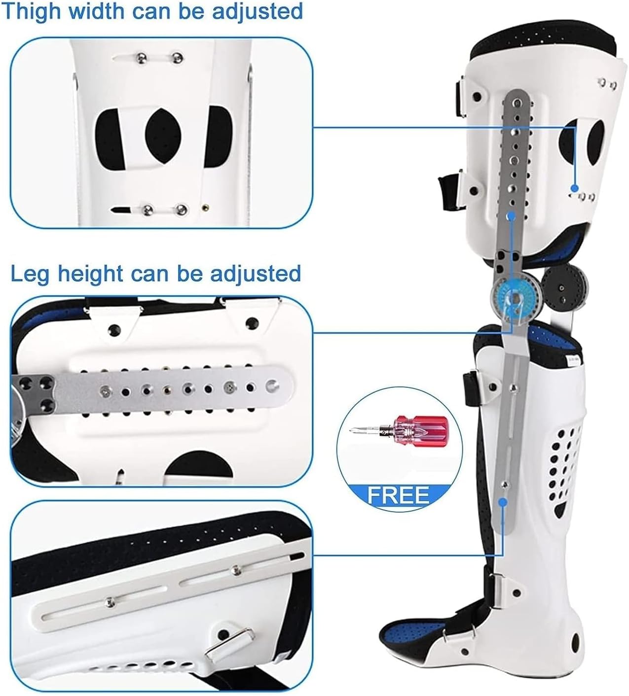 Adjustable Hip Joint Fixation Bracket, Breathable Knee Foot Support Braces Adjustable Angle Thigh Knee Immobilizer Protector FOR Left Or Right Leg Knee Brace Splint Stabiliser 23.7.28s(Single Leg(left