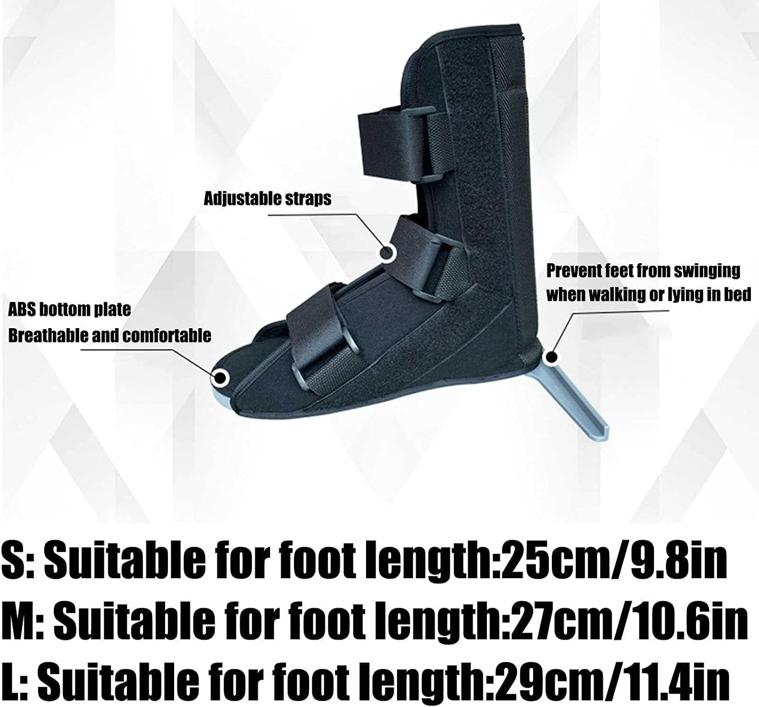 Walking Boot Fracture Boot For Broken Foot Fracture Anti-Rotation Ankle Joint Walking Boot Splint Fixed Orthosis For Foot Varus Foot Stabilizer Boot Brace Support Ankle Brace For Women & Men (Black L