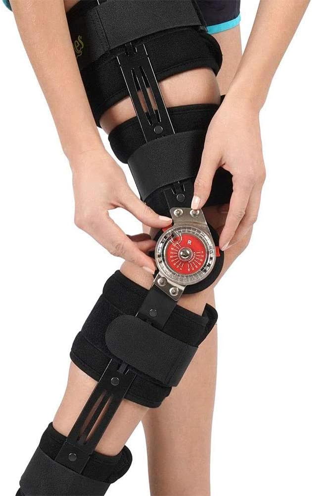 Hinged Knee Brace, Adjustable Length Post Patella Brace Support Stabilizer Pad Orthosis Splint Wrap Medical Orthopedic Guard Protector-M-46 cm