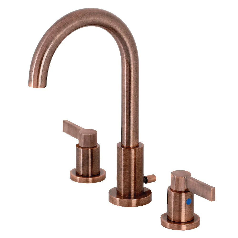 Kingston Brass NuvoFusion Widespread Bathroom Faucet with Brass Pop-Up, Antique Copper (FSC892NDLAC)