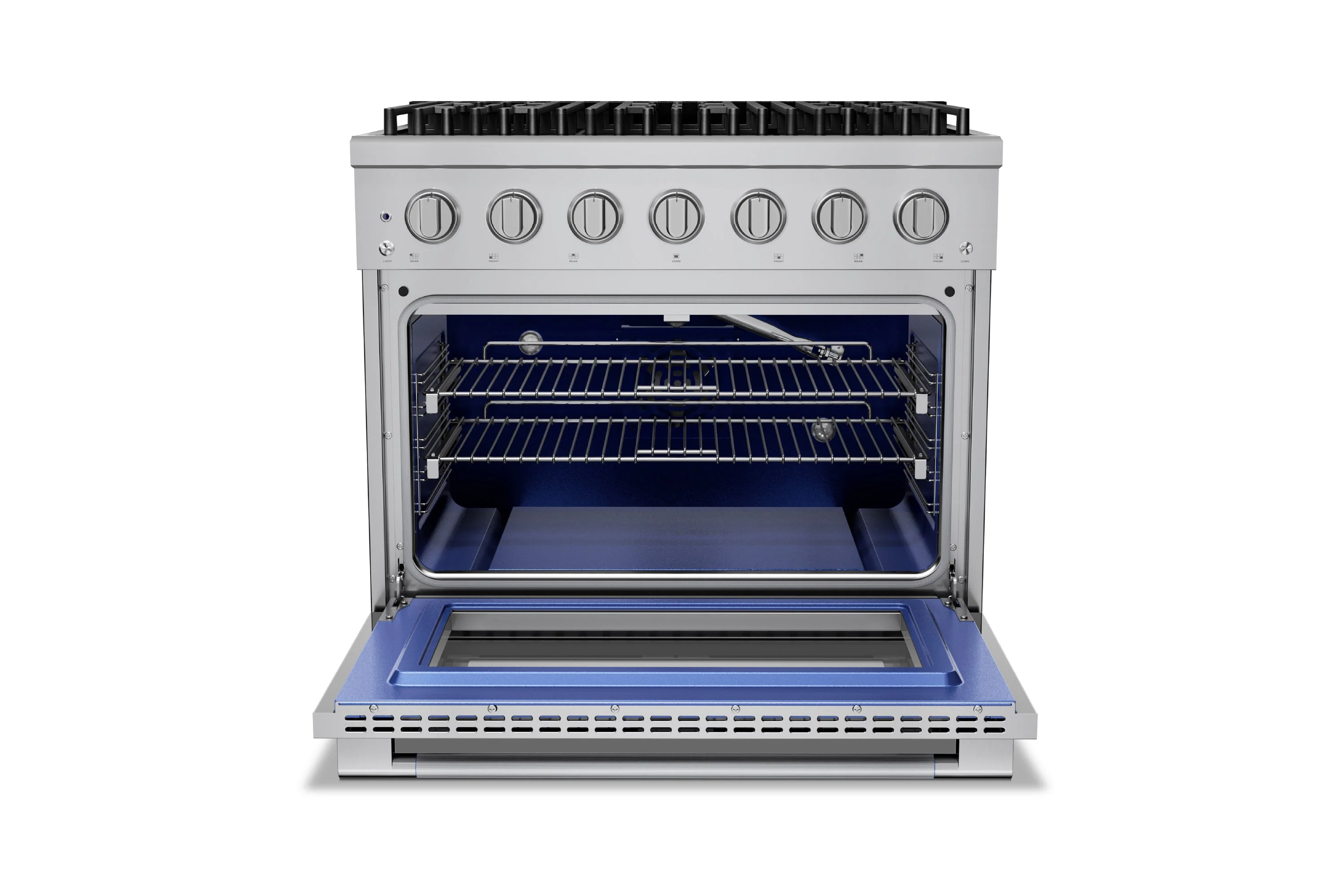 Hauslane HausPro Series 36-Inch Gas or Dual Fuel Range with 6 Burners and Convection Oven in Stainless Steel