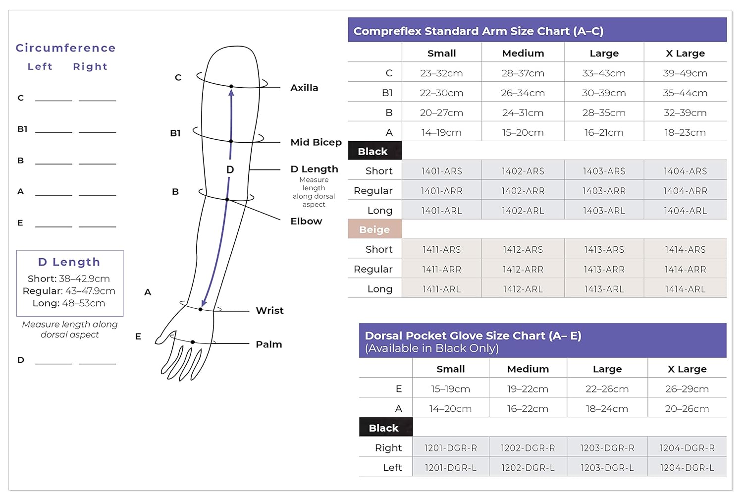 Sigvaris Compreflex Arm Sleeve Wrap Black X Large Reg Reg 1404 ARR