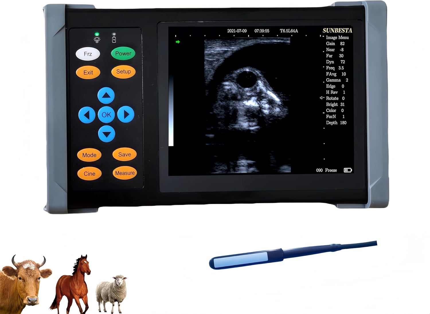 A20 Veterinary Ultrasound Machine for Pregnancy, Handheld Ultrasound Scanner with 6.5 MHz Rectal Linear Probe for Cows, Cattle, and Horses Pregnancies (Rectal Linear Probe)