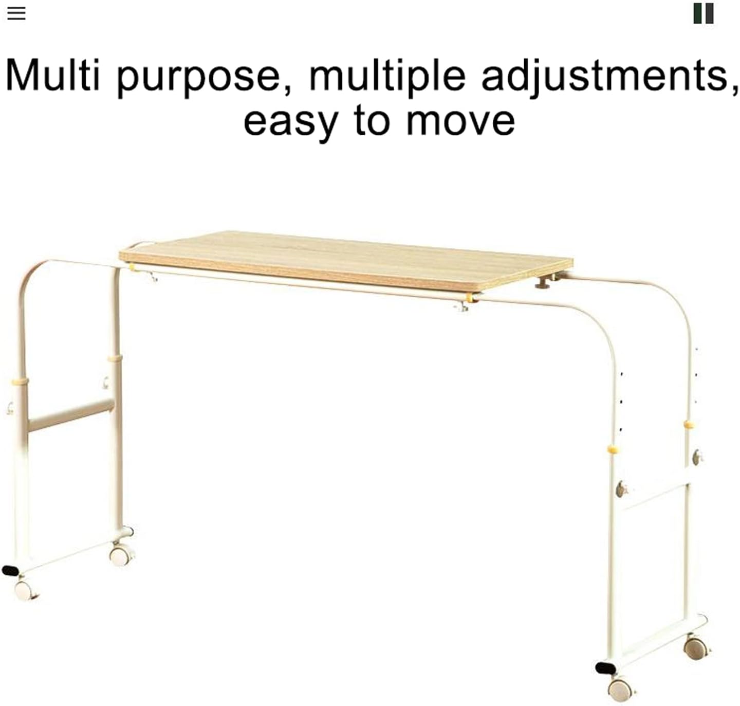 Free-Standing Folding Floating Table，Over Bed Desk Mobile Overbed Computer Table, Height & Length Adjustable Over Bed Table Tabletop Hospital Nursing Table for Home Office Use(Size:（97.5~137