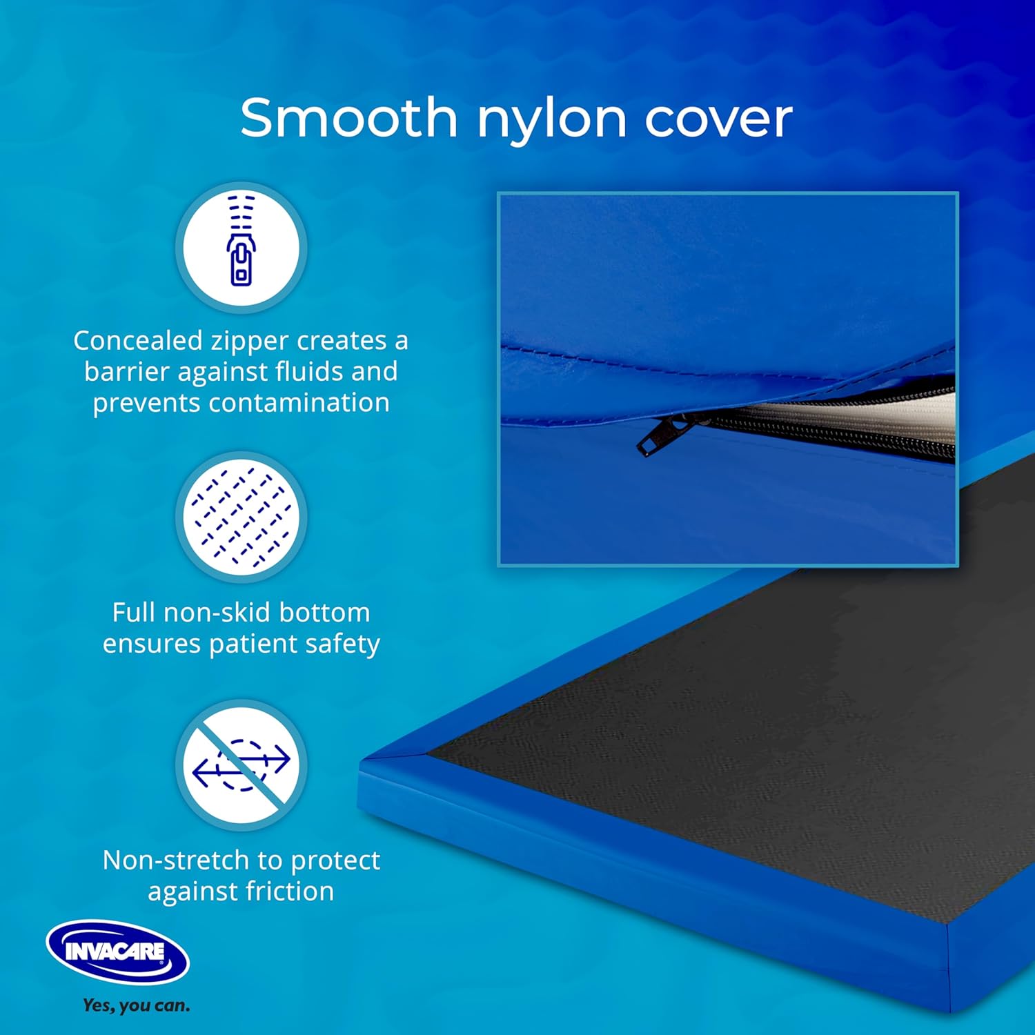 Invacare Hospital Bed Mattress, Long Term Care Pressure Redistribution Medical-Grade Bariatric Foam Mattress, 5 Fortress Shaped Cells, Fluid-Resistant Removable Cover, Made in The USA