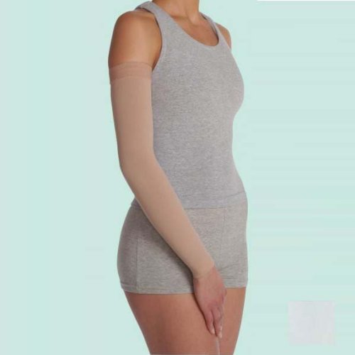 Juzo 2002MXCGRSB06 V Soft Circular Knit Arm Sleeve 30-40 mmHg Regular Max with Silicone Border - White