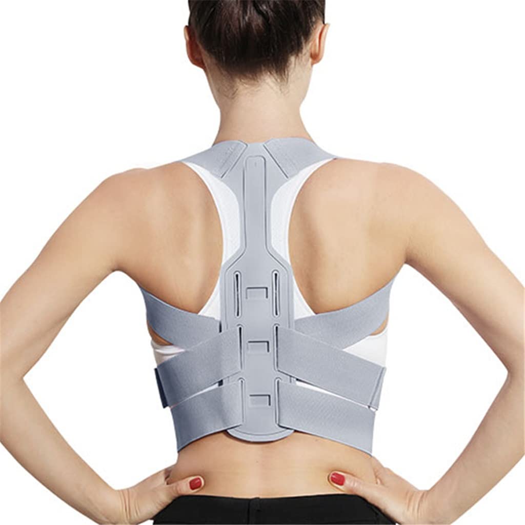 Brace Support Belt Adjustable Back Posture Corrector Back Shoulder Lumbar Posture Correction Corset for Posture(Gray,S code)