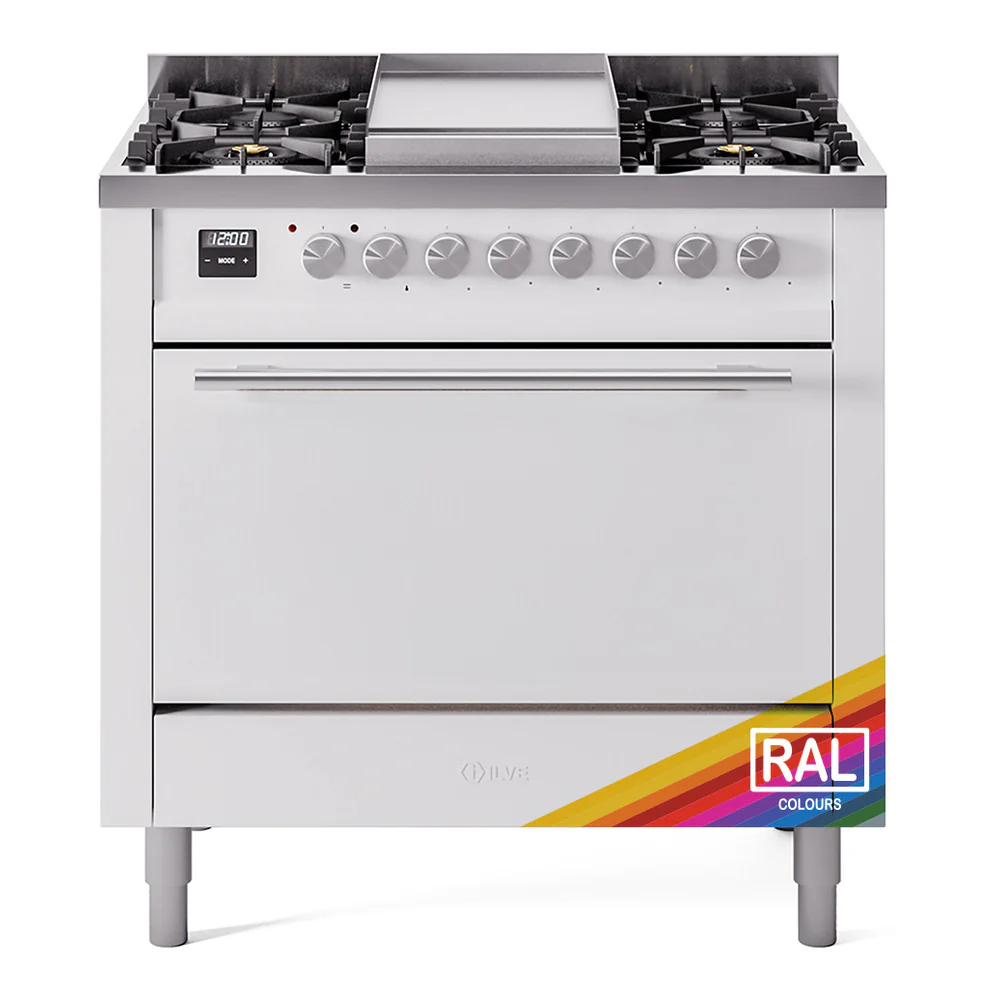ILVE 36-Inch Professional Plus II Dual Fuel Range with 6 Burners and Solid Door Oven in RAL (UP36FQMPRA)