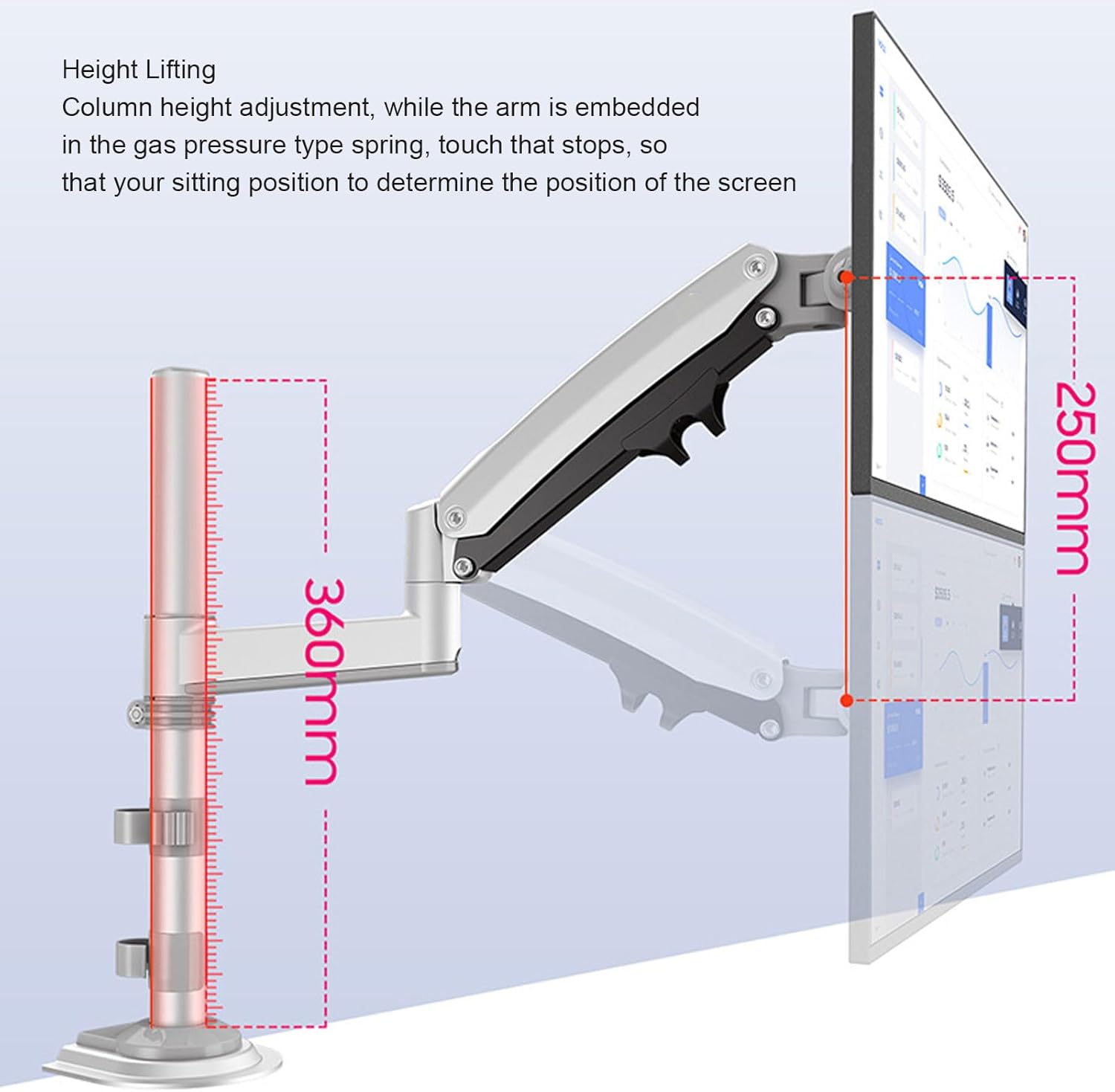 Single Display Mount 17-30 Inch Aluminum Computer Arm Adjustable Stand 9KG Support Gaming Work 75/100mm 360° Rotation