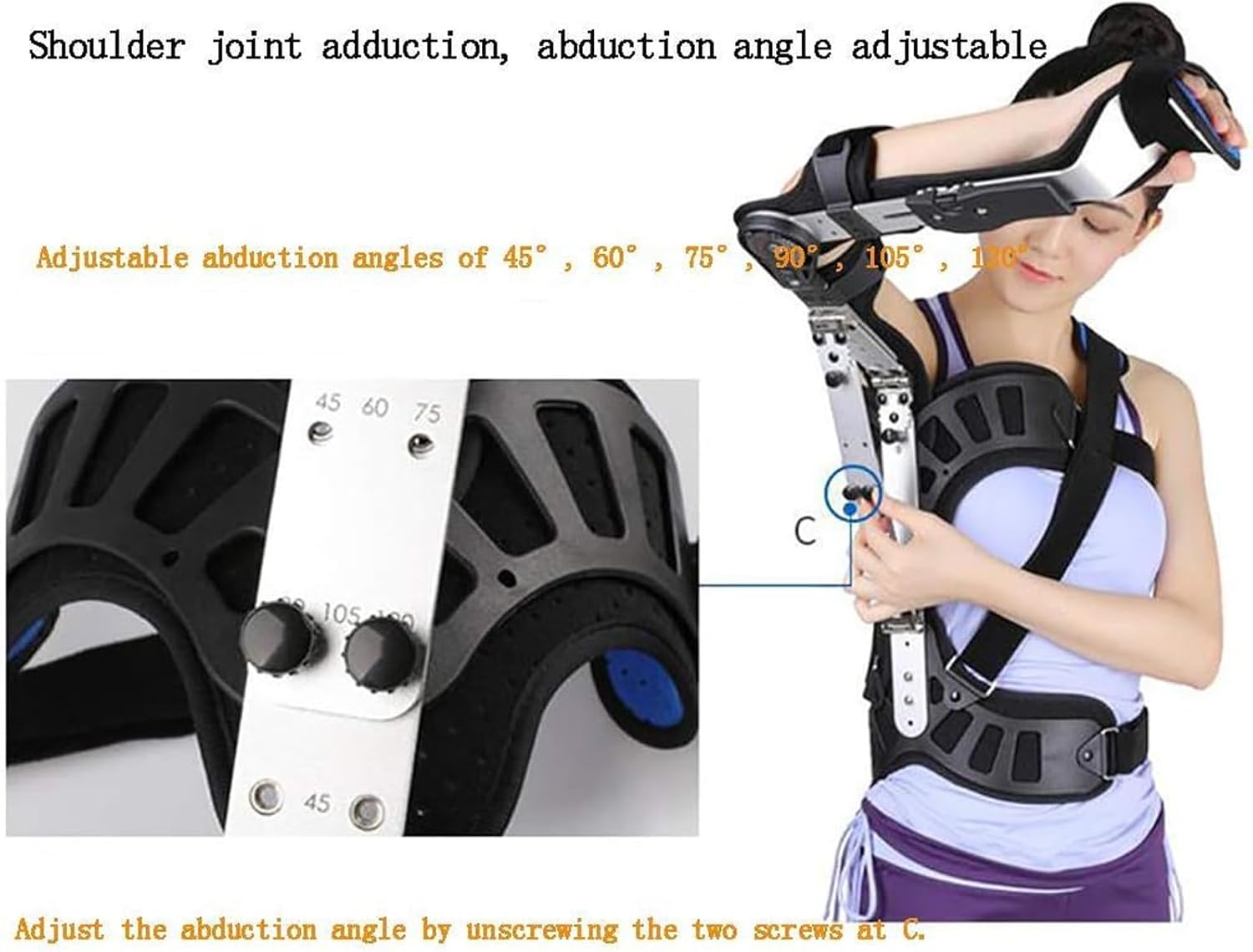 Shoulder Abduction Orthosis - Adjustable Shoulder Joint Fixed Support Shoulder Dislocation Fixed Protective Gear,Right
