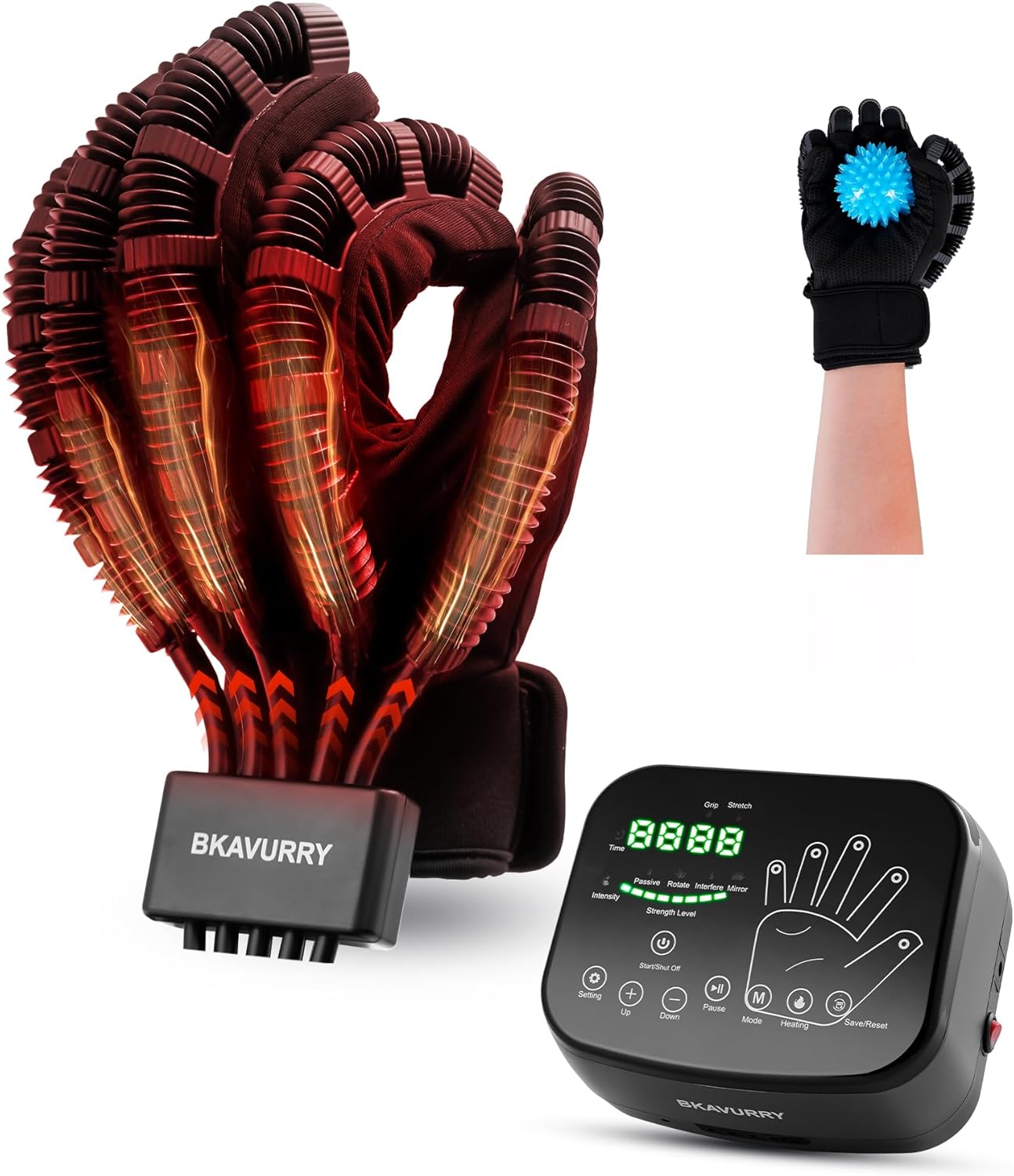 Rehabilitation Robot Gloves, Stroke Hand Therapy Equipment, Upgrade Heated Rehabilitation Gloves, Hand and Fingers Strength Training Device for Hemiplegia Stroke Arthritis Patients