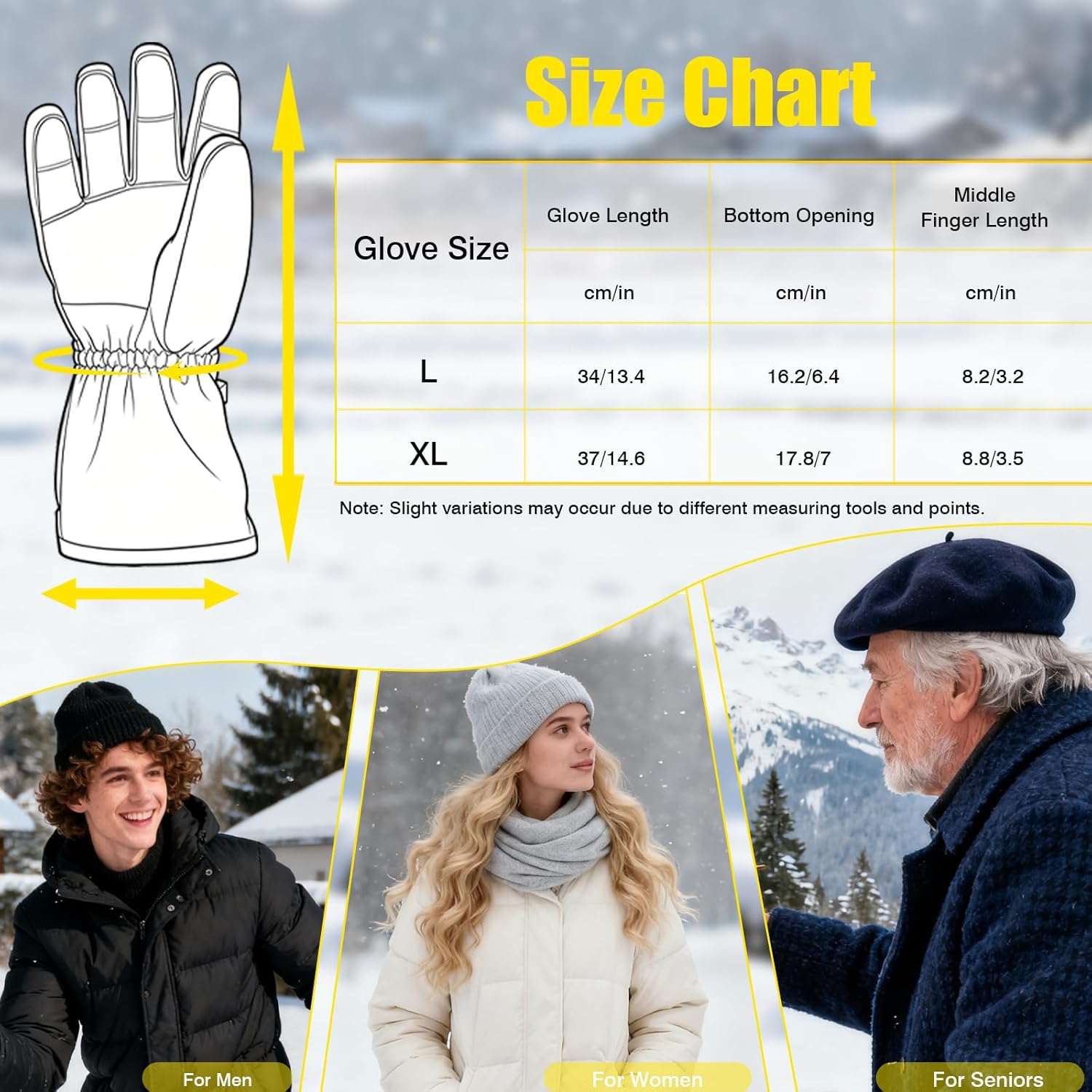 Heated Gloves with LED Flashlight, 7500mAh*2 Rechargeable Heated Gloves for Men Women, 3 Heating Modes with Touchscreen, Waterproof Electric Heated Ski Glove for Winter Outdoor Work Camping Arthritis