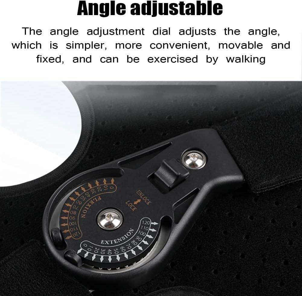 Hinged Knee Pad Hinged Knee Brace Support for Protection Medical Hinged Knee Orthosis with 0°-120° Adjustable Angle Four Straps Non-Slip Straps for Knee Ligament Relaxation, Meniscus Injury(Small)