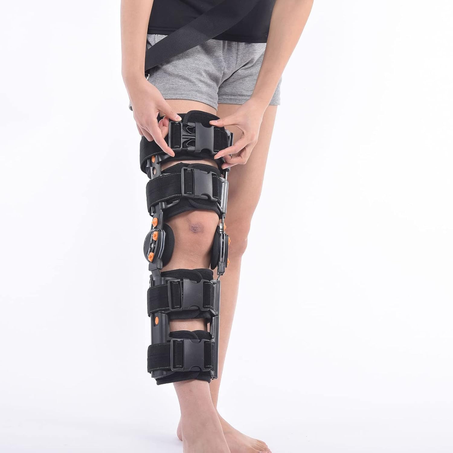 General Type Hinged Knee Adjustable Knee Leg Support Patella Brace Orthosis Suitable for Knee Injury Recovery, Postoperative,snap(