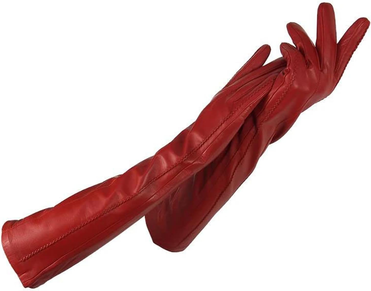 Women's Elbow Length Gloves Long Arm Sleeve Style With A Warm Comfortable Lining And Classic Three Line Detailing