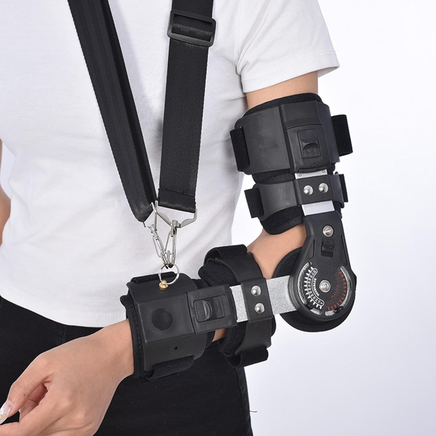 PopieL Elbow Splint for Men and Women, Adjustable Elbow Brace for Right/Left Arm, Arm Sling Elbow Stabilizer for Postoperative Rehabilitation and Immobilization of Humeral Fractures, Elbows,Right