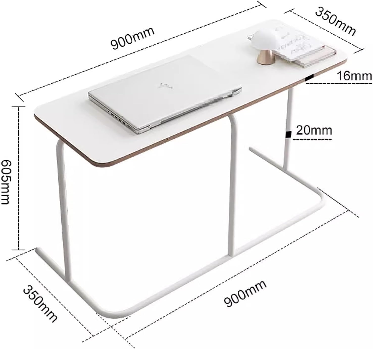Hospital Bed Tables Particleboard Nightstand, Laptop Bedside Table, C Shaped Side Table, Home Work Sofa Side Table with Silent Feet for Home, Hospitals(90x35x60.5cm)