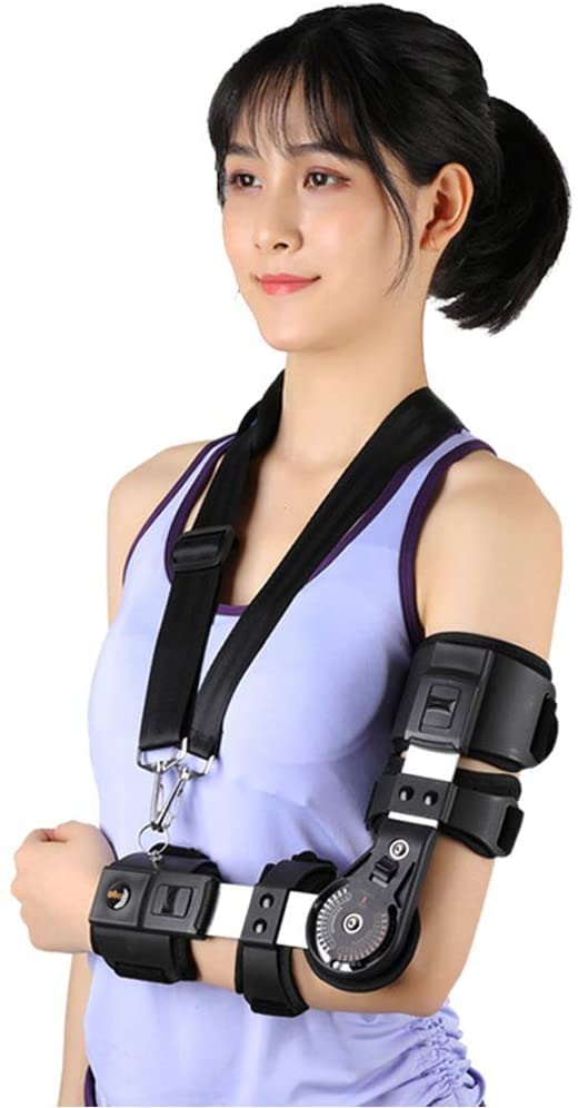 Elbow Brace, Adjustable Elbow Joint Fixed Brace Corrective Orthosis Activity Limitation Arm Fracture Protector, Sports Injury Recovery Pain Relief,Right