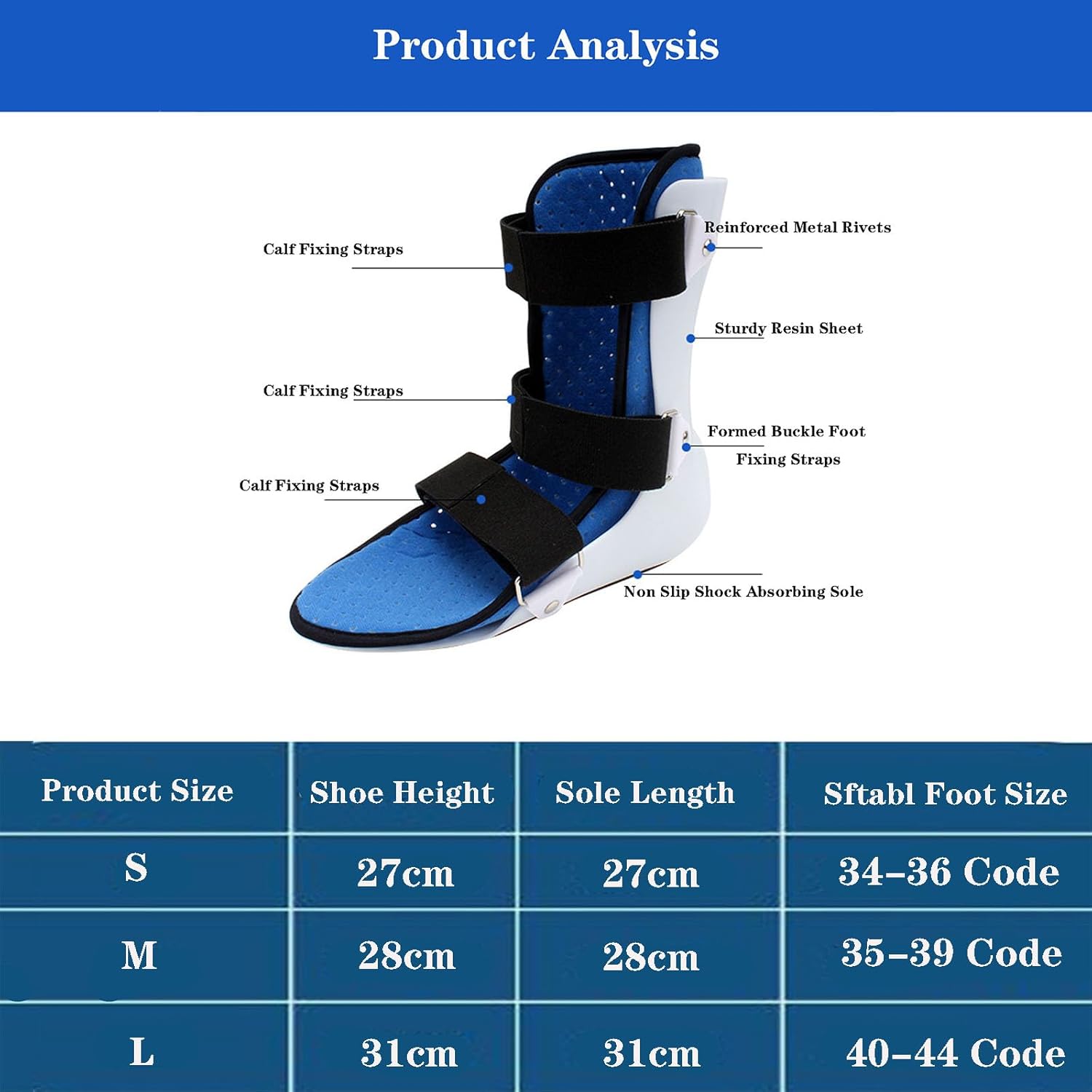 SFKLYU Foot Drop Brace Splint Ankle Foot Orthosis Ankle Strap Support Foot Orthosis Plantar Splint Brace for Ankle Protection,A pair,S