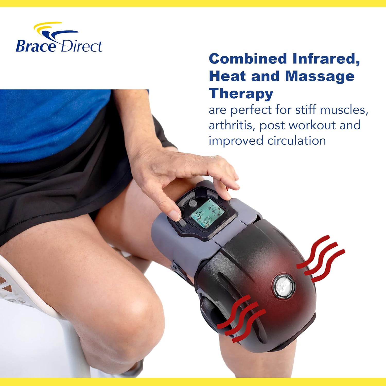 Brace Direct OA Unloader Brace + Heated Knee Massager- Complete Knee Pain Relief Bundle- For Osteoarthritis, Arthritis, Injury, Stiffness