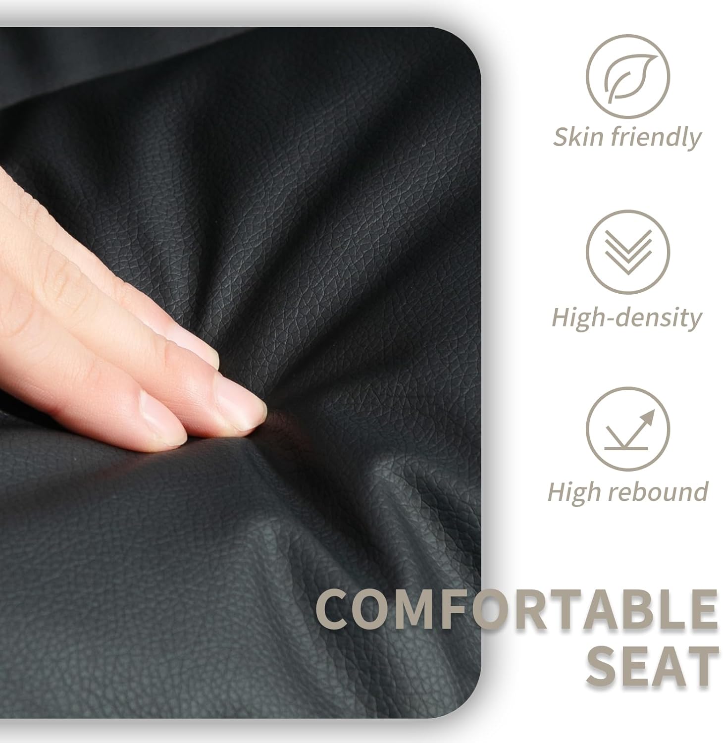 Home Office Desk Chair with Armrests & Wheels, Modern Walnut Swivel Rolling Executive Task Chair, PU Leather Vanity Chair with Lumbar Support, Height Adjustable Ergonomic Computer Chair (Black)