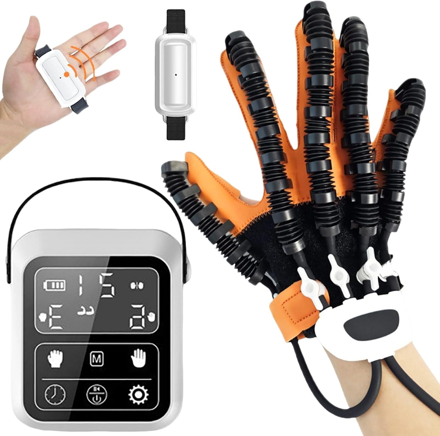 Rehabilitation Robot Gloves, Hand Stroke Recovery Equipment with 4 Workout Modes and 9-Level Strength Adjustment, Rechargeable Convenient Finger Trainer