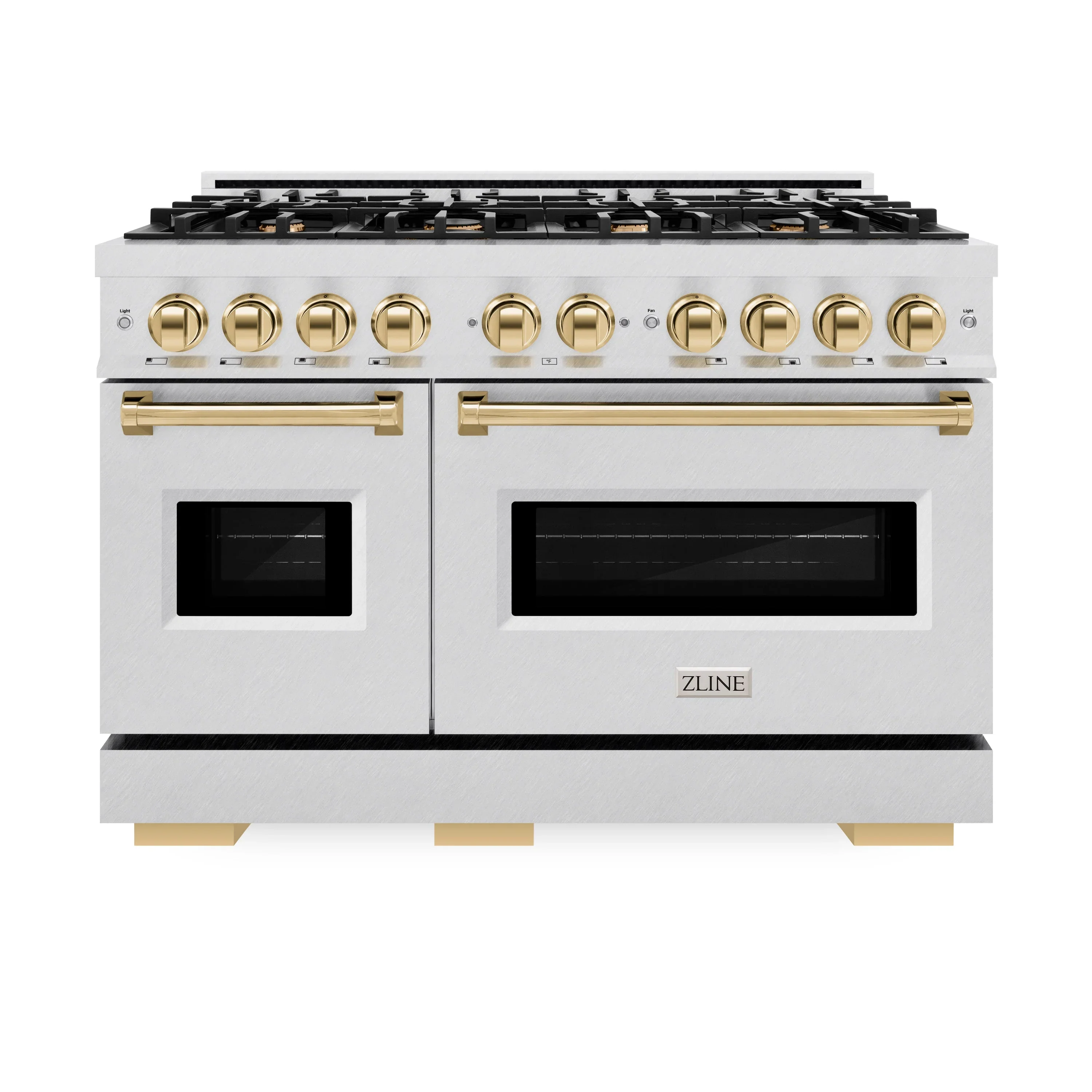 ZLINE Autograph Edition 48-Inch Classic Series Gas Range with 8 Gas Burner Cooktop and 6.7 Cu. Ft. Gas Convection Oven  in Satin Stainless Steel and Polished Gold Accents (CGRSZ-48-G)