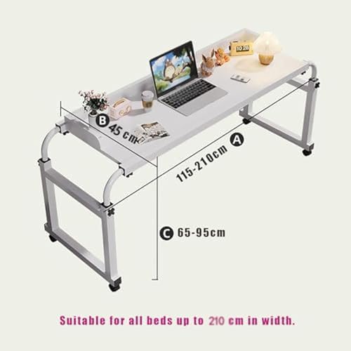 Foldable Desk Table,Over Bed Laptop Trolley Desk Overbed Medical Table Over Chair Table with Wheels Small Overbed Table Adjustable Height with Wheels(Color:Black+)