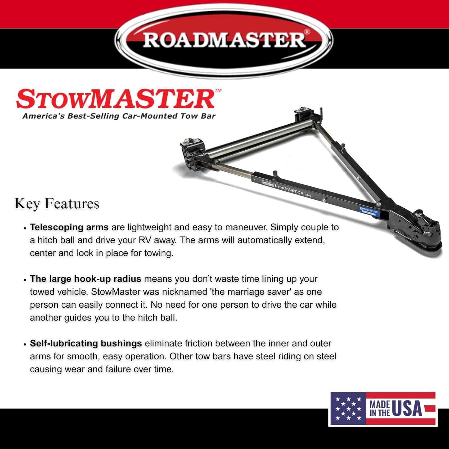 Roadmaster 501 Stowmaster Tow Bar with 2
