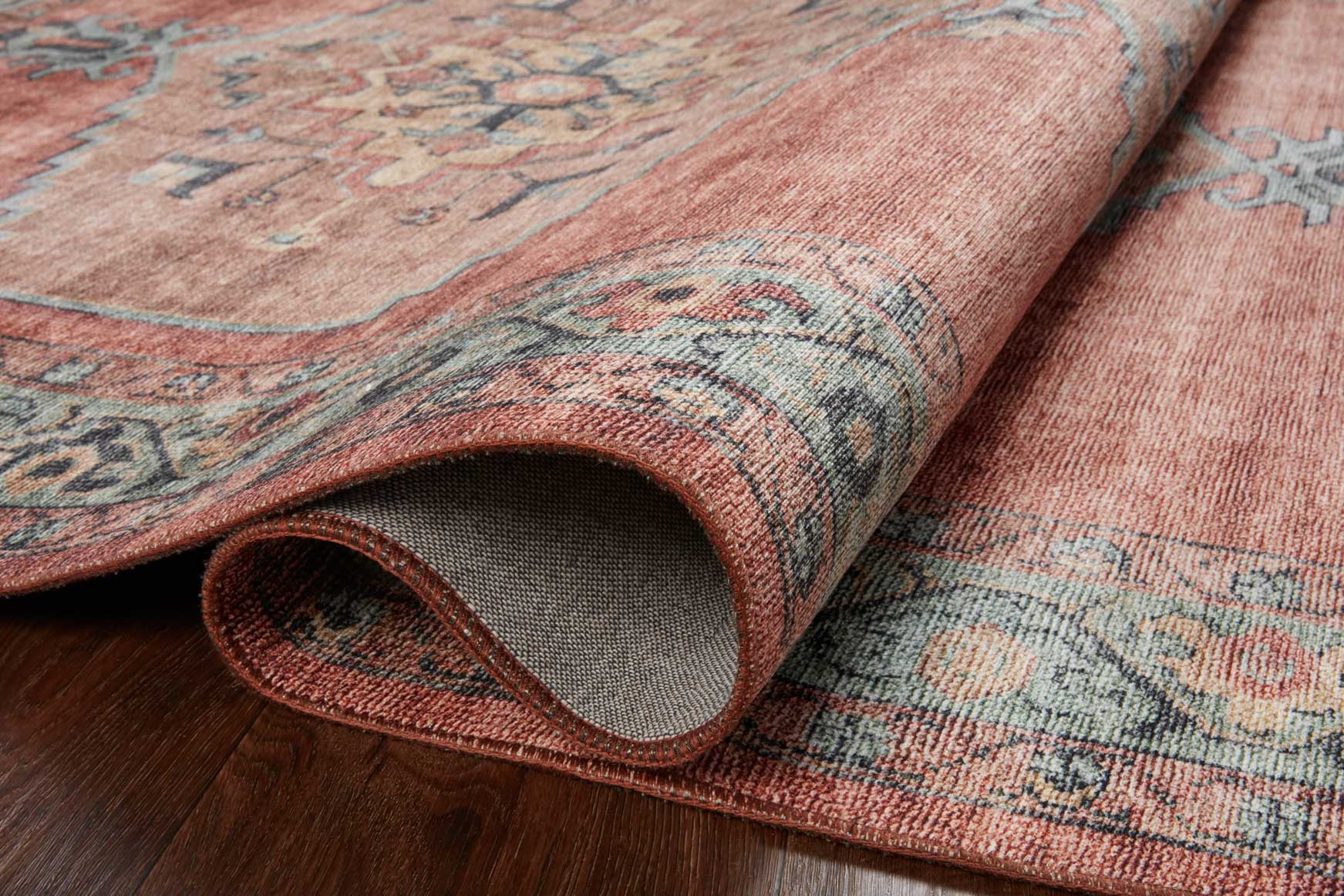 Loloi II Heidi Collection - Traditional Power Loomed Rug in Spice & Aqua (HEI-05)