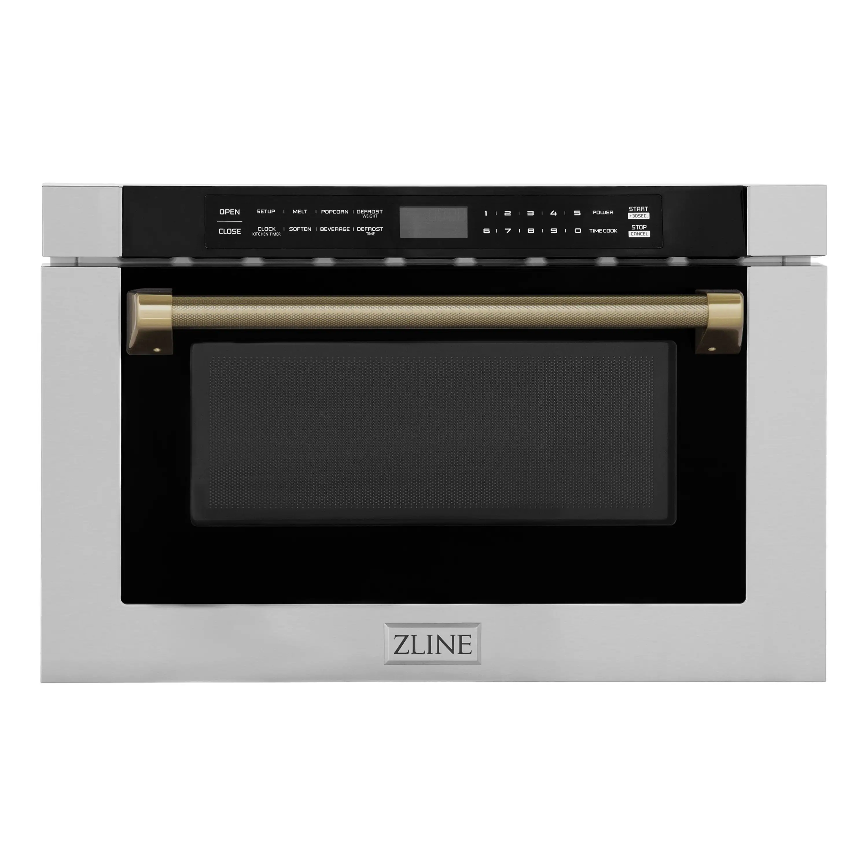 ZLINE Autograph 24-Inch Microwave Drawer in Stainless Steel and Champagne Bronze Helix Handle (MWDZ-1-H-KCB)