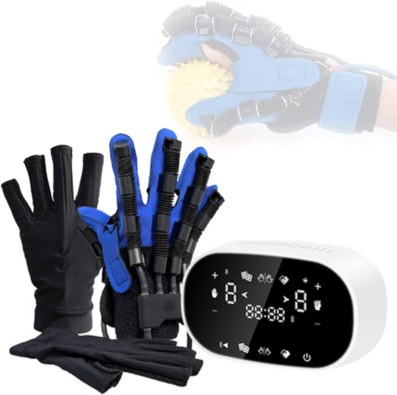 Air Pressure Rehabilitation Robot Gloves,Automatic Stroke Hemiplegia Finger Trainer,Finger Extension Exercise,LCD Touch Screen,for Hand Function Recovery,RightHand-XL