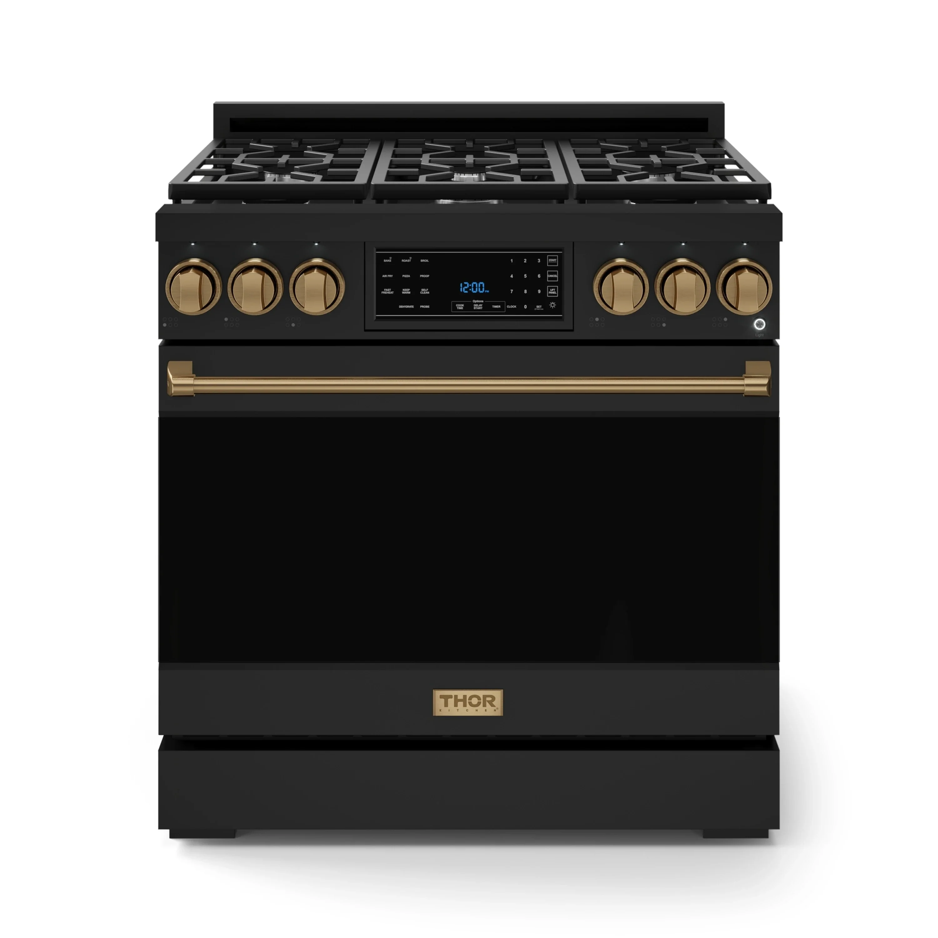 Gordon Ramsay by Thor Kitchen 36-Inch Professional Natural Gas Range with Tilt Panel Touch Control and 6.0 Cu. Ft. Self Clean Oven in Black with Bronze Trim (RSG36B-BRZ)