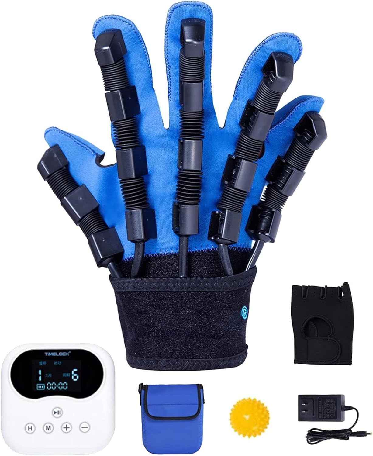 Stroke Hand Splint Assistive Gloves Finger Straightening Brace Guard with Remote Control/Single Finger Training,Left-M