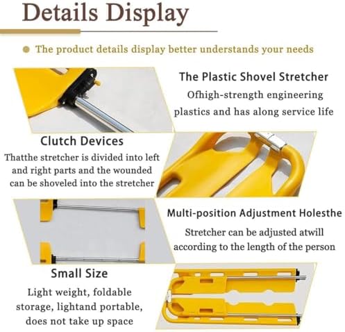 Adjustable Portable Medical Stretcher, 350 lb Load Capacity, 63