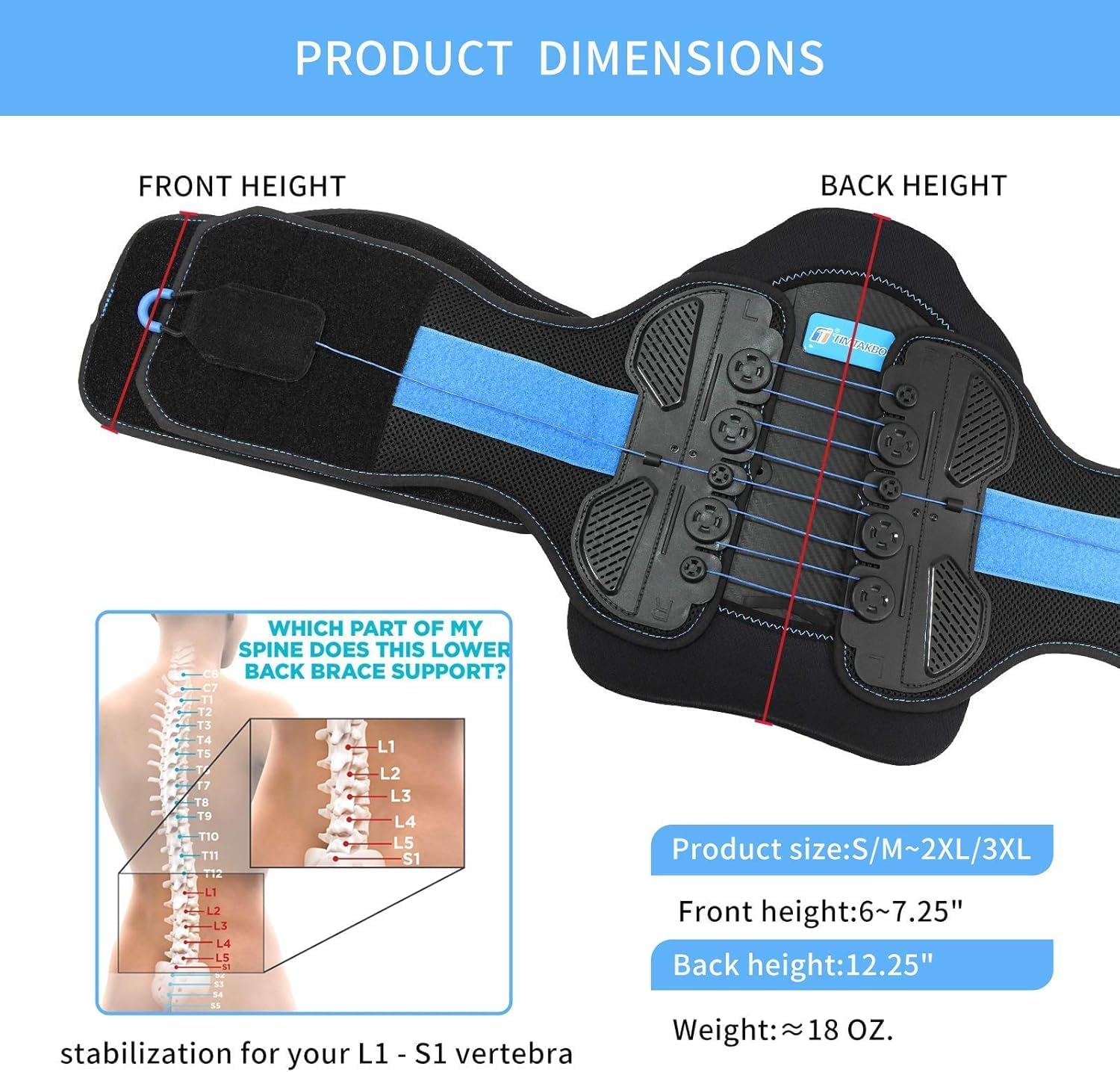 2.0 Version LSO Back Brace with Maximum Decompression Plate&Comfort Curve Back Support New Added with Foam Pad, Dual Pulley System Lumbar Support Belt for Lower Back, Spine, Disc(L/XL fit belly 35
