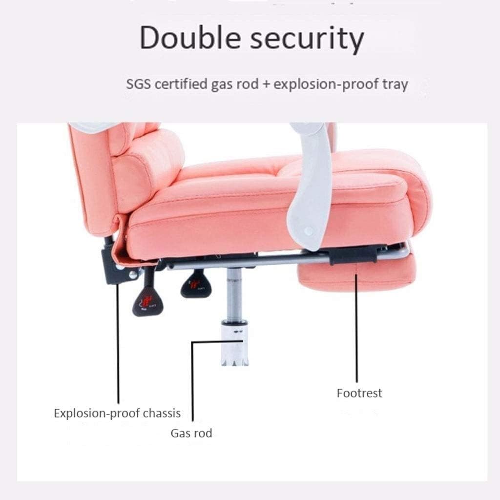 High-Back Leather Executive Swivel Adjustable Swivel Office Desk Chair with Armrests Lumbar Support Desk Ergonomic Chair Boss Chair High Back E-Sports Chair Girl Cute Lunch,Black