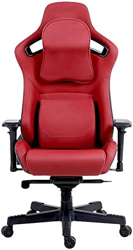 Gaming Chair Ergonomic Gaming Table Chairs Pu Leather Office Desk Chair with 4D Armrests, Height Adjustable, 180O Reclining Backrest, Comfortable Lumbar Support and Headr,Red