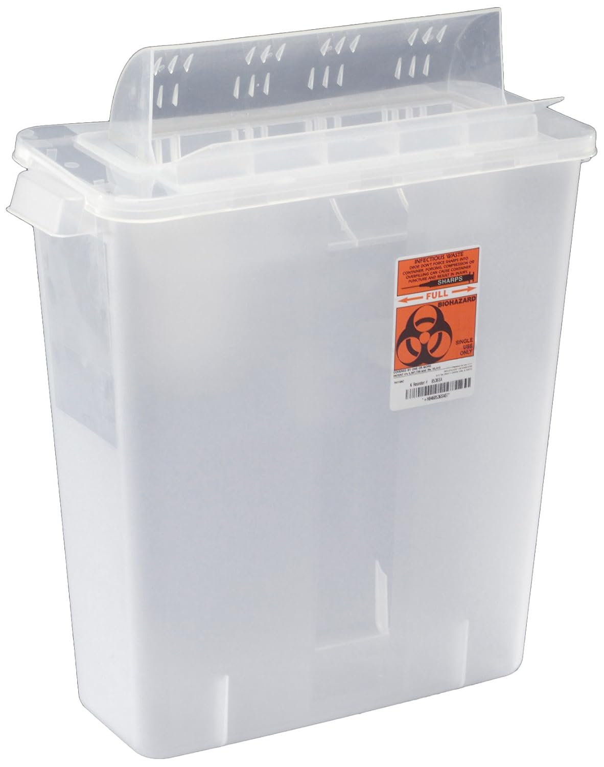 Covidien 85221 SharpSafety in Room Sharps Container with Open Lid, 3 gal Capacity, Clear (Pack of 10)
