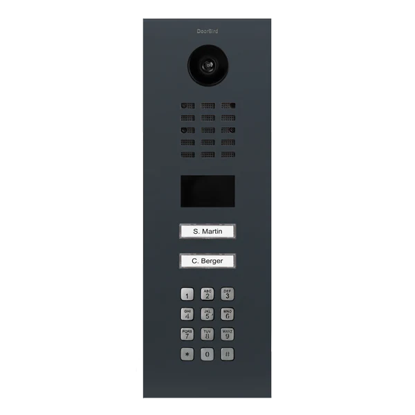 DoorBird D2102KV IP Video Door Station, 2 Call Button in Anthracite Grey, RAL 7016
