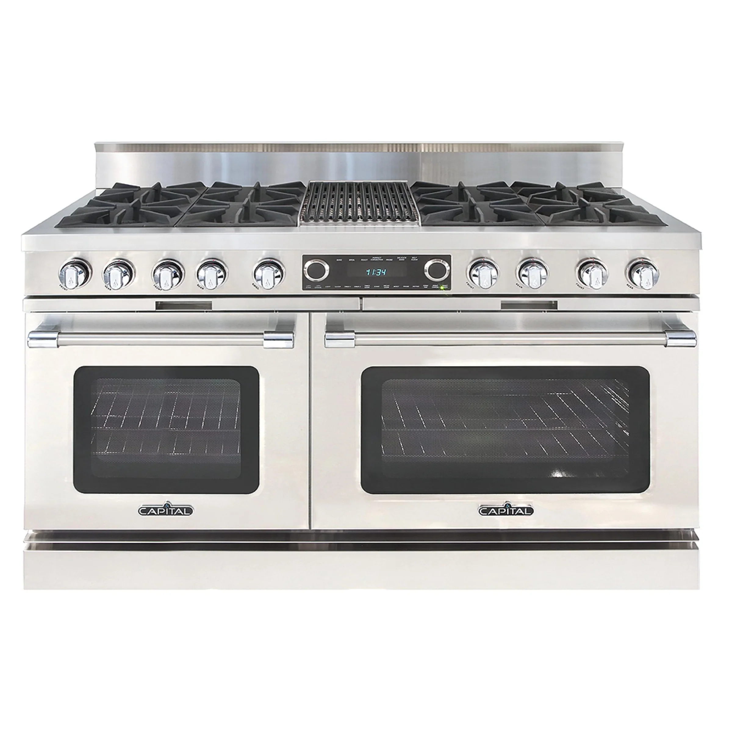 Capital 60-Inch Grand Chef Dual Fuel Range in Stainless Steel with 8 Open Burners & Grill (COB604B4)