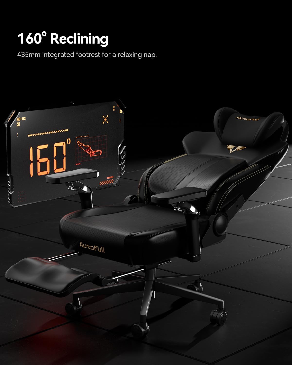 AutoFull M6 Gaming Chair, Ergonomic Office Chair with Dynamic Lumbar Support, 6D Adjustable Armrests and Footrest (Black)