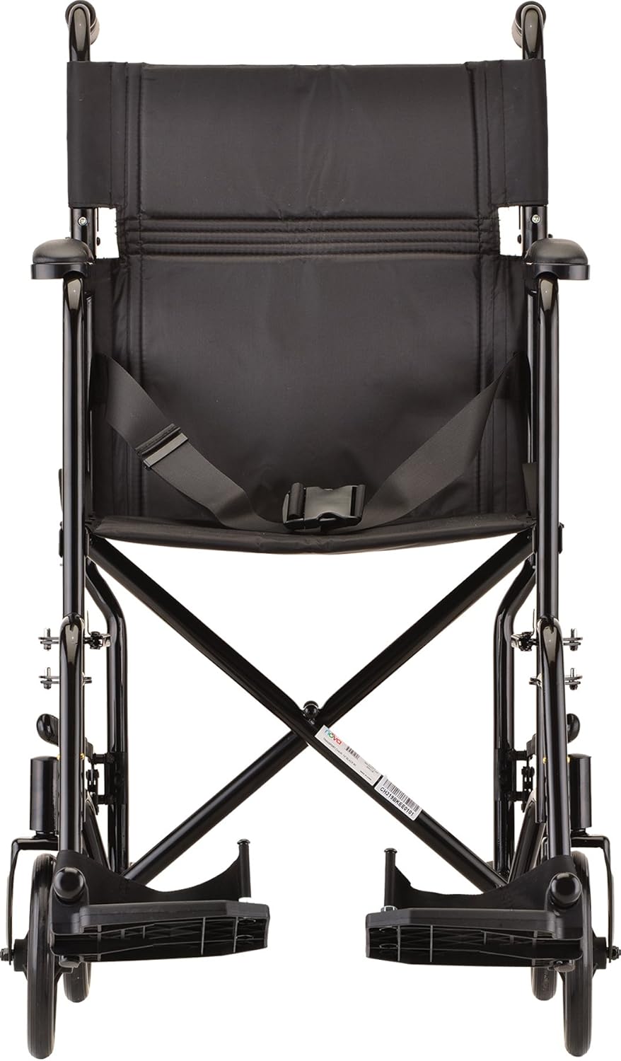 NOVA Medical Products Steel Transport Chair, (24.8X 0.24x 3.89), Black, 1 Count